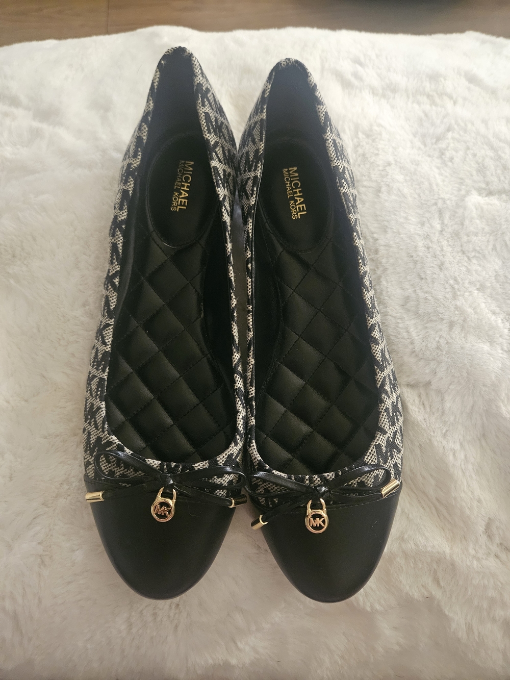 Michael Kors Black & White Logo Ballet Flats